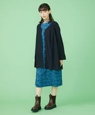 GJTJT36180 Jocomomola(ホコモモラ) カットジョーゼット　ロングカーディガン ブラック
