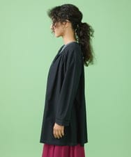 GJTJT36180 Jocomomola(ホコモモラ) カットジョーゼット　ロングカーディガン ブラック