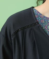 GJTJT36180 Jocomomola(ホコモモラ) カットジョーゼット　ロングカーディガン ブラック