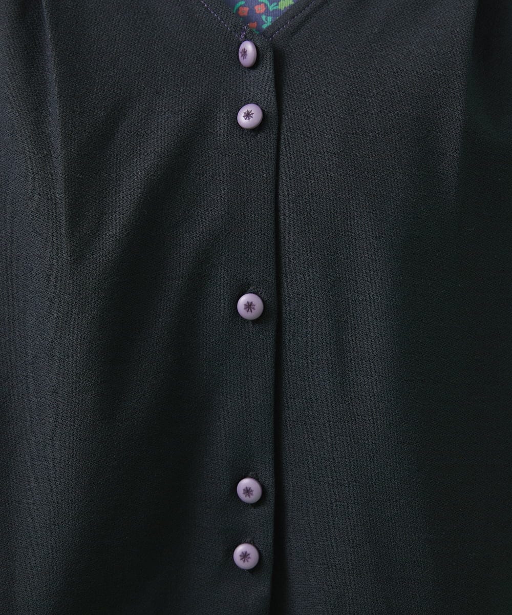 GJTJT36180 Jocomomola(ホコモモラ) カットジョーゼット　ロングカーディガン ブラック