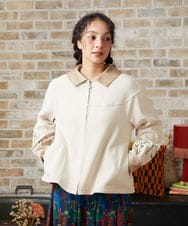 GJTLA02220 Jocomomola(ホコモモラ) Paisaje de la ciudad フラワー刺繍ブルゾン アイボリー