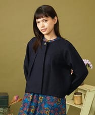 GJTLD50300 Jocomomola(ホコモモラ) 圧縮天竺 ショートジャケット［オケージョン］ ネイビー