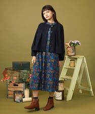 GJTLD50300 Jocomomola(ホコモモラ) 圧縮天竺 ショートジャケット［オケージョン］ ネイビー