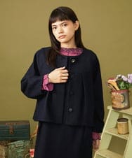 GJTLD50300 Jocomomola(ホコモモラ) 圧縮天竺 ショートジャケット［オケージョン］ ネイビー
