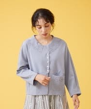 GJTLP71220 Jocomomola(ホコモモラ) encaje レーザーカットライトジャケット ライトブルー