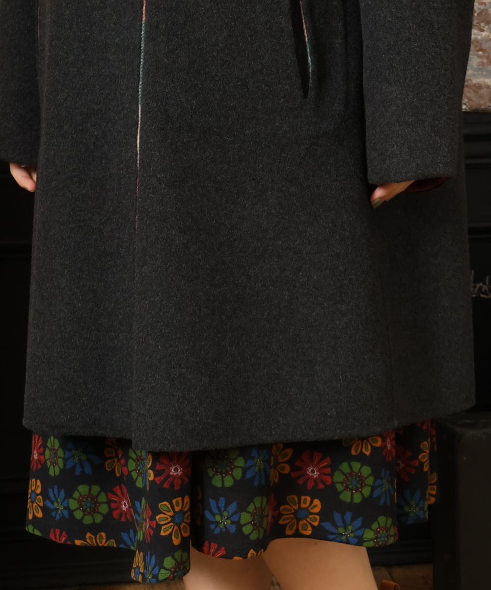 GJUAD33500 Jocomomola(ホコモモラ) 【2WAY】Wフェイスリバーフード付きロングコート ダークグレー