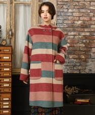 GJUAD33500 Jocomomola(ホコモモラ) 【2WAY】Wフェイスリバーフード付きロングコート ダークグレー