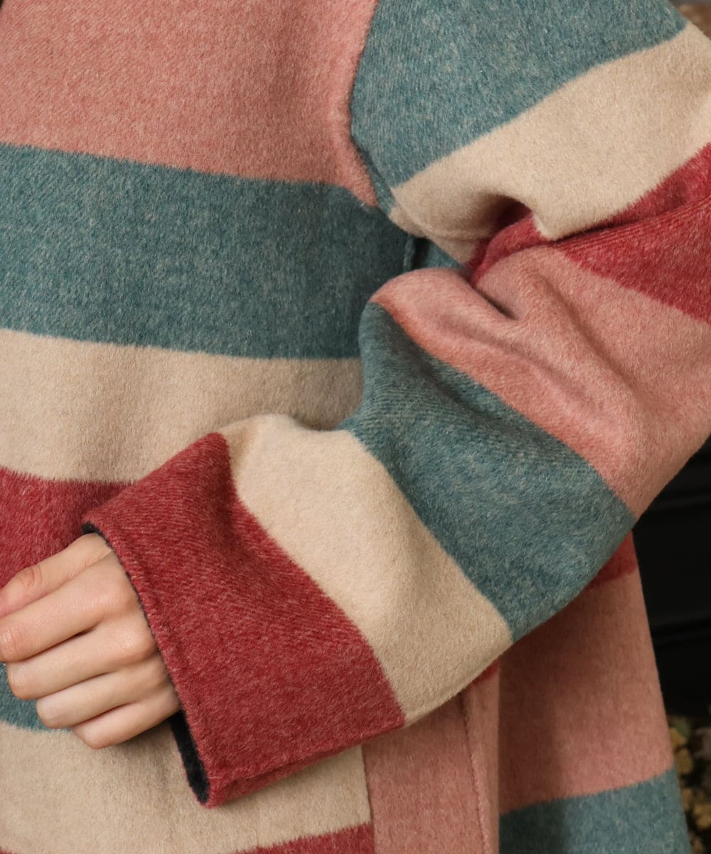 GJUAD33500 Jocomomola(ホコモモラ) 【2WAY】Wフェイスリバーフード付きロングコート ダークグレー