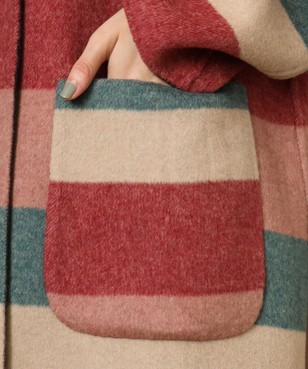 GJUAD33500 Jocomomola(ホコモモラ) 【2WAY】Wフェイスリバーフード付きロングコート ダークグレー