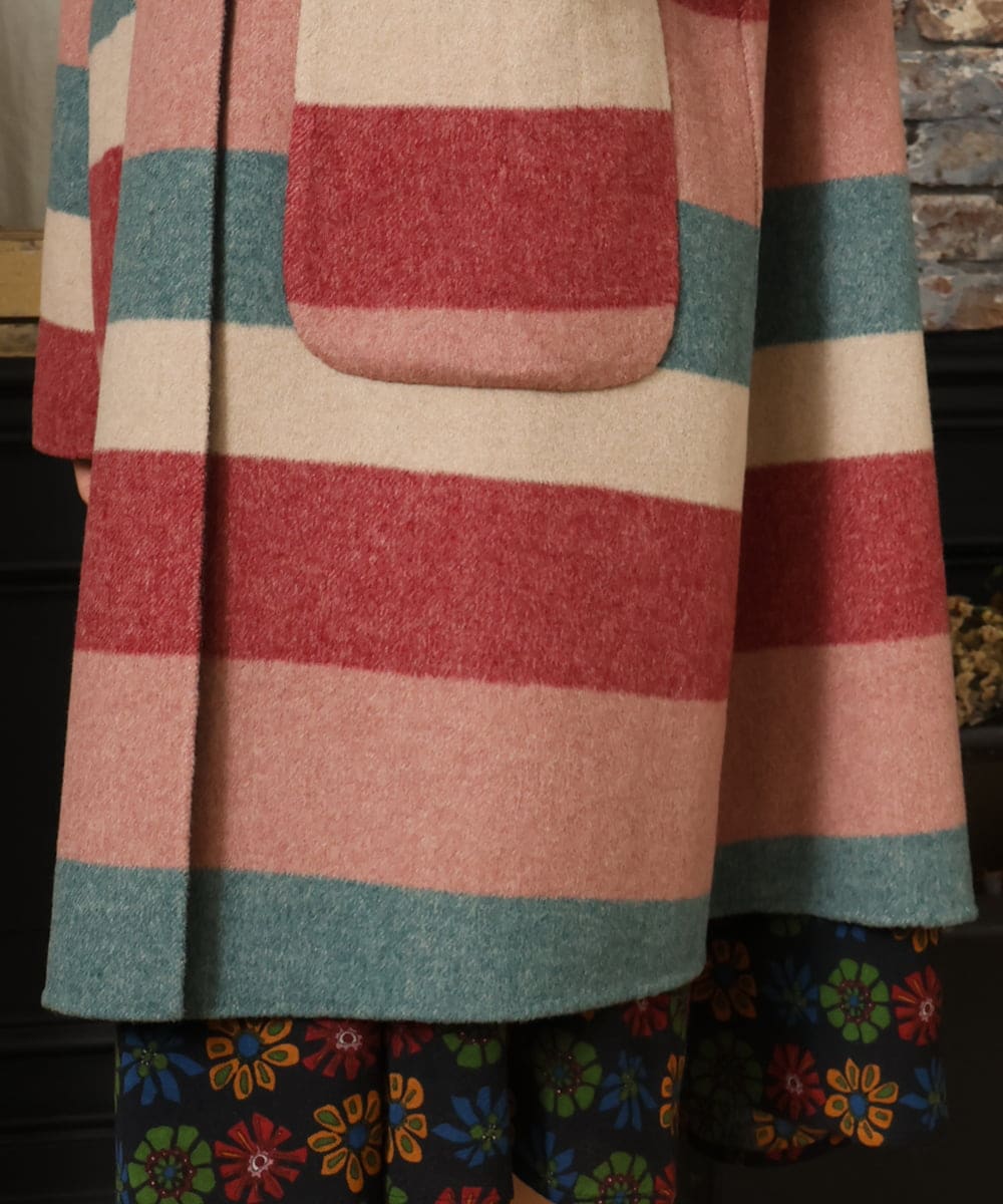 GJUAD33500 Jocomomola(ホコモモラ) 【2WAY】Wフェイスリバーフード付きロングコート ダークグレー