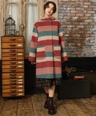 GJUAD33500 Jocomomola(ホコモモラ) 【2WAY】Wフェイスリバーフード付きロングコート ダークグレー