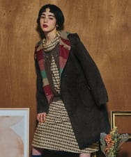 GJUAD33500 Jocomomola(ホコモモラ) 【2WAY】Wフェイスリバーフード付きロングコート ダークグレー