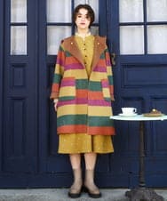 GJUAD33500 Jocomomola(ホコモモラ) 【2WAY】Wフェイスリバーフード付きロングコート ダークグレー