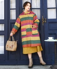 GJUAD33500 Jocomomola(ホコモモラ) 【2WAY】Wフェイスリバーフード付きロングコート ダークグレー