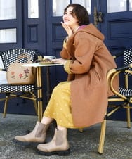 GJUAD33500 Jocomomola(ホコモモラ) 【2WAY】Wフェイスリバーフード付きロングコート ダークグレー