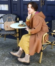 GJUAD33500 Jocomomola(ホコモモラ) 【2WAY】Wフェイスリバーフード付きロングコート ダークグレー