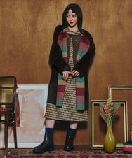 GJUAD33500 Jocomomola(ホコモモラ) 【2WAY】Wフェイスリバーフード付きロングコート ダークグレー