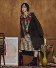 GJUAD33500 Jocomomola(ホコモモラ) 【2WAY】Wフェイスリバーフード付きロングコート ダークグレー