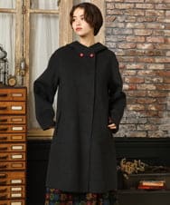 GJUAD33500 Jocomomola(ホコモモラ) 【2WAY】Wフェイスリバーフード付きロングコート ダークグレー