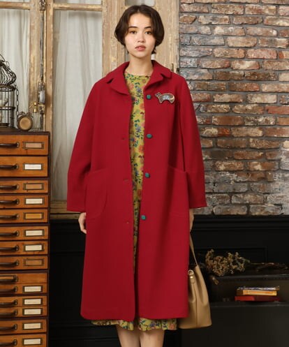 Jocomomola ウールロングコート ボルドー 40 総柄 大人 上品 Jocomomola ホコモモラ ドット柄 ウール コート サイズ40 - メルカリ