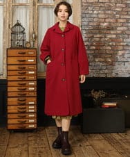GJUAD34500 Jocomomola(ホコモモラ) ウールモッサロングコート レッド