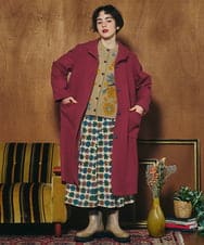 GJUAD34500 Jocomomola(ホコモモラ) ウールモッサロングコート レッド