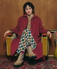 GJUAD34500 Jocomomola(ホコモモラ) ウールモッサロングコート レッド