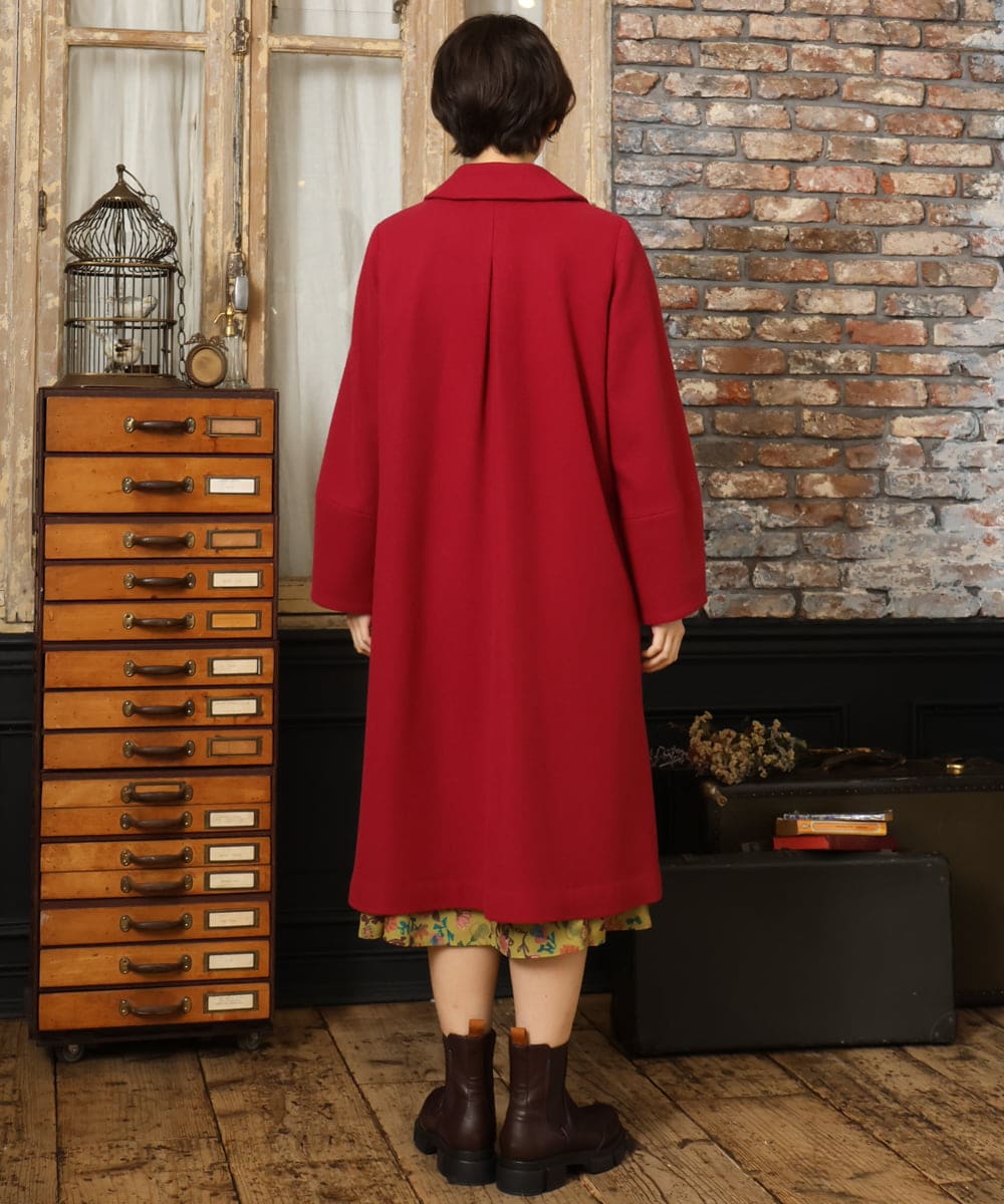GJUAD34500 Jocomomola(ホコモモラ) ウールモッサロングコート レッド