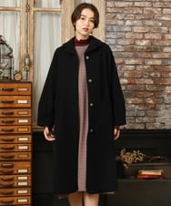 GJUAD34500 Jocomomola(ホコモモラ) ウールモッサロングコート ブラック