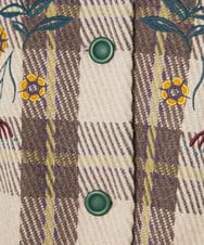 GJUAE04550 Jocomomola(ホコモモラ) Calle de Bordadores チェック×フラワー刺繍コート ベージュ