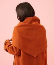 GJUAG33600 Jocomomola(ホコモモラ) 【ダブルポイント】2WAY ウールモッサロングコート オレンジ