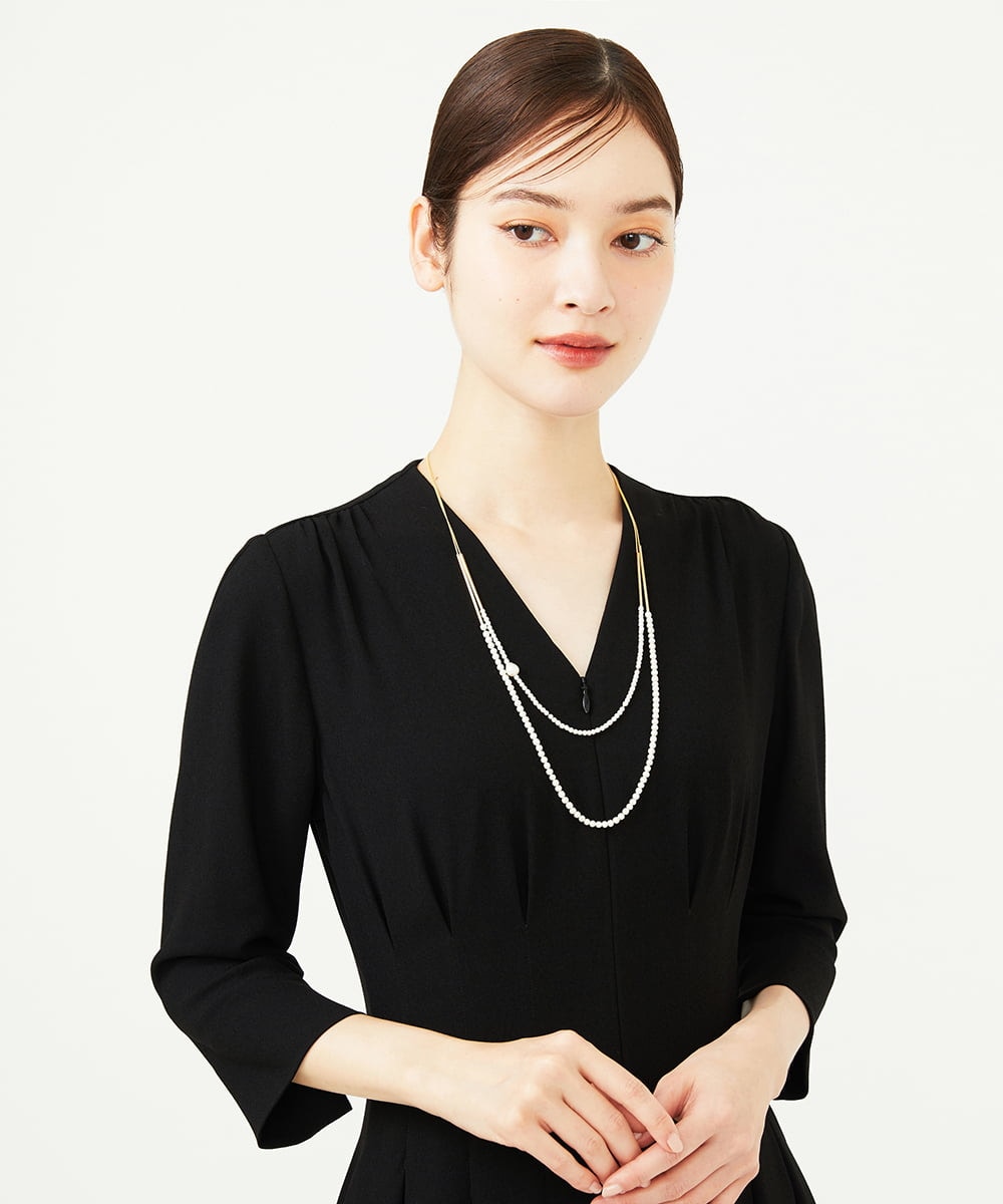 GK2AD04130 Sybilla(シビラ) アジャスター付き2連パールネックレス ゴールド×パール