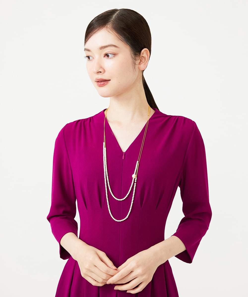 GK2AG03130 Sybilla(シビラ) コットンパール二連ロングネックレス アイボリー