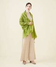 GK3AV05330 Sybilla(シビラ) フラワーモチーフ刺繍ストール グリーン
