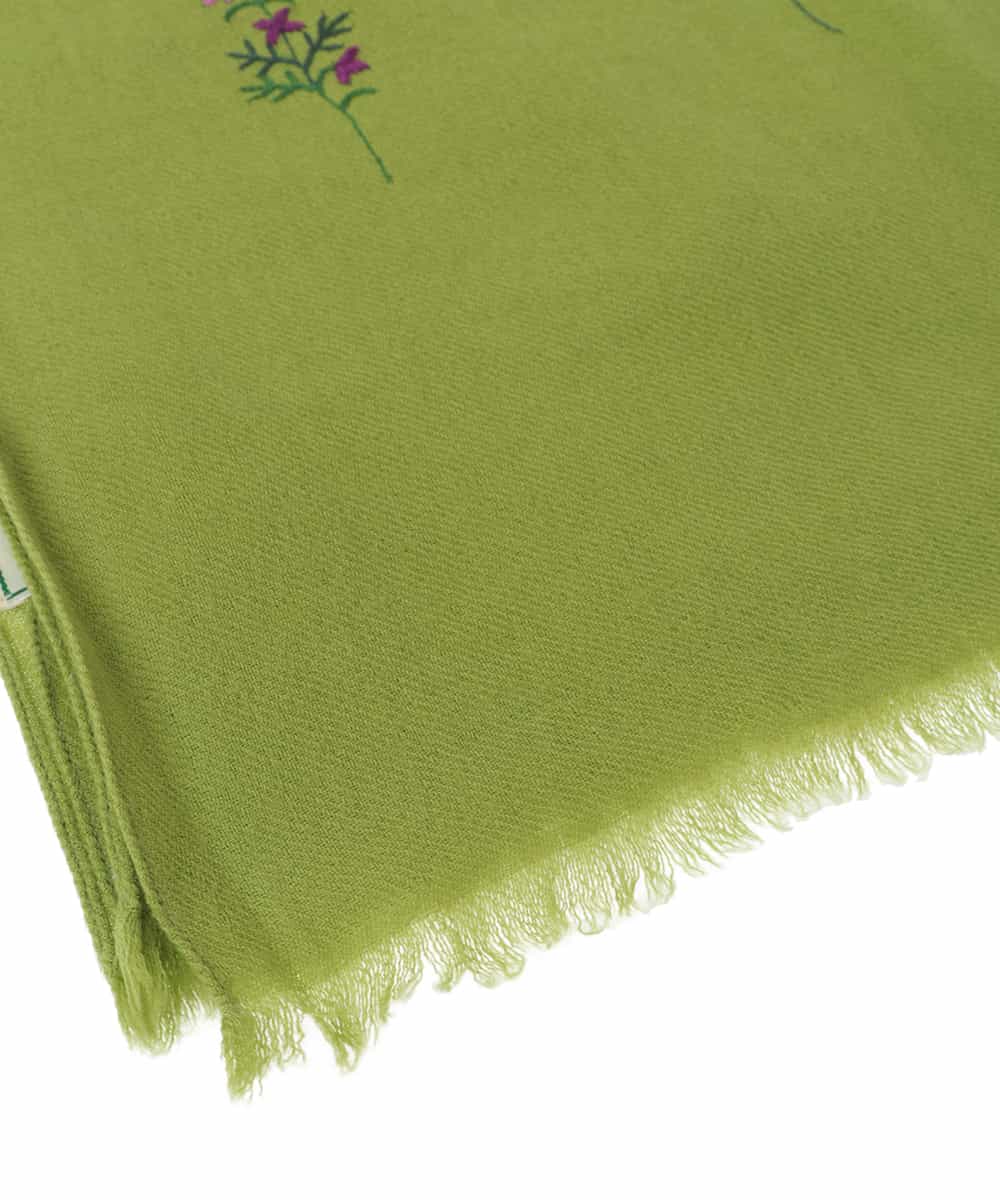 GK3AV05330 Sybilla(シビラ) フラワーモチーフ刺繍ストール グリーン