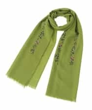 GK3AV05330 Sybilla(シビラ) フラワーモチーフ刺繍ストール グリーン