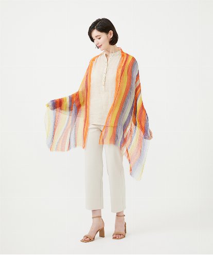 GK3GD02150 Sybilla マルチストライプリネンストール