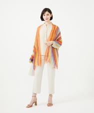 GK3GD02150 Sybilla(シビラ) マルチストライプリネンストール オレンジ系