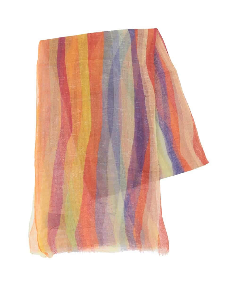 GK3GD02150 Sybilla(シビラ) マルチストライプリネンストール オレンジ系