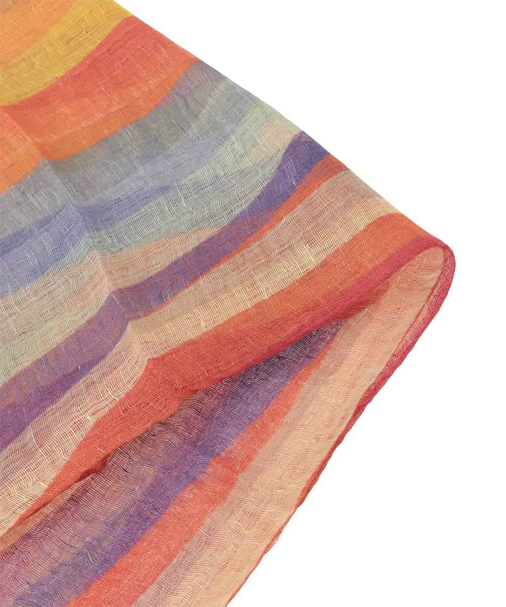 GK3GD02150 Sybilla(シビラ) マルチストライプリネンストール オレンジ系