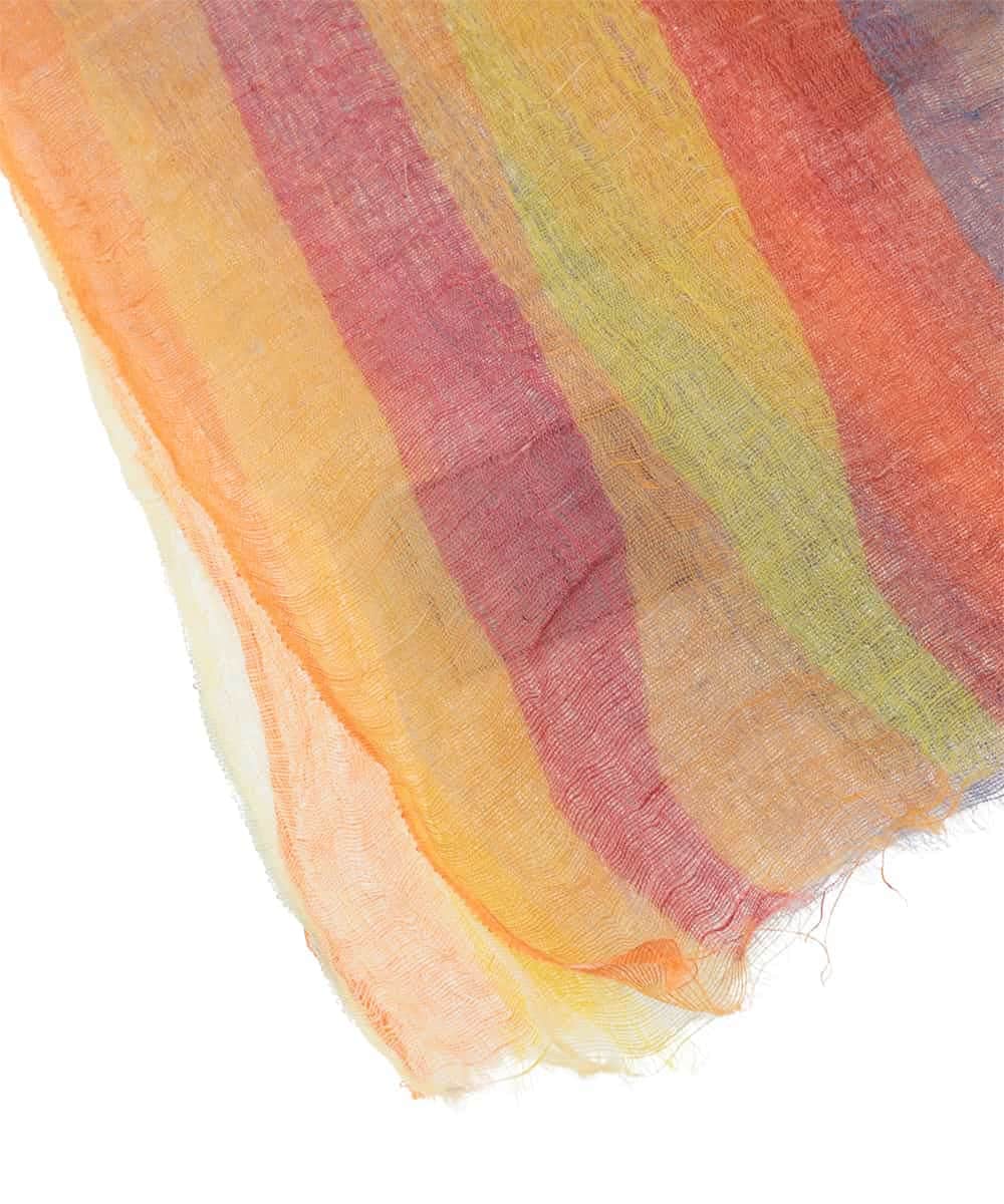 GK3GD02150 Sybilla(シビラ) マルチストライプリネンストール オレンジ系