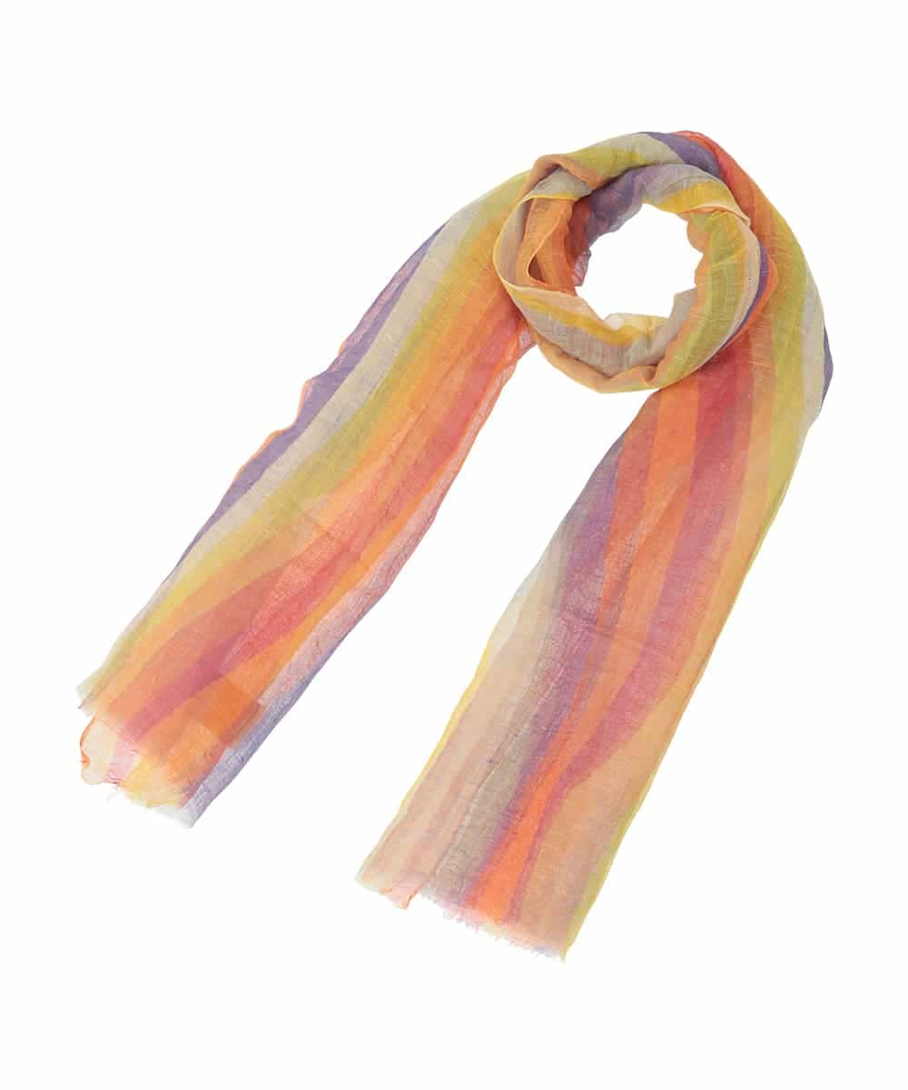 GK3GD02150 Sybilla(シビラ) マルチストライプリネンストール オレンジ系