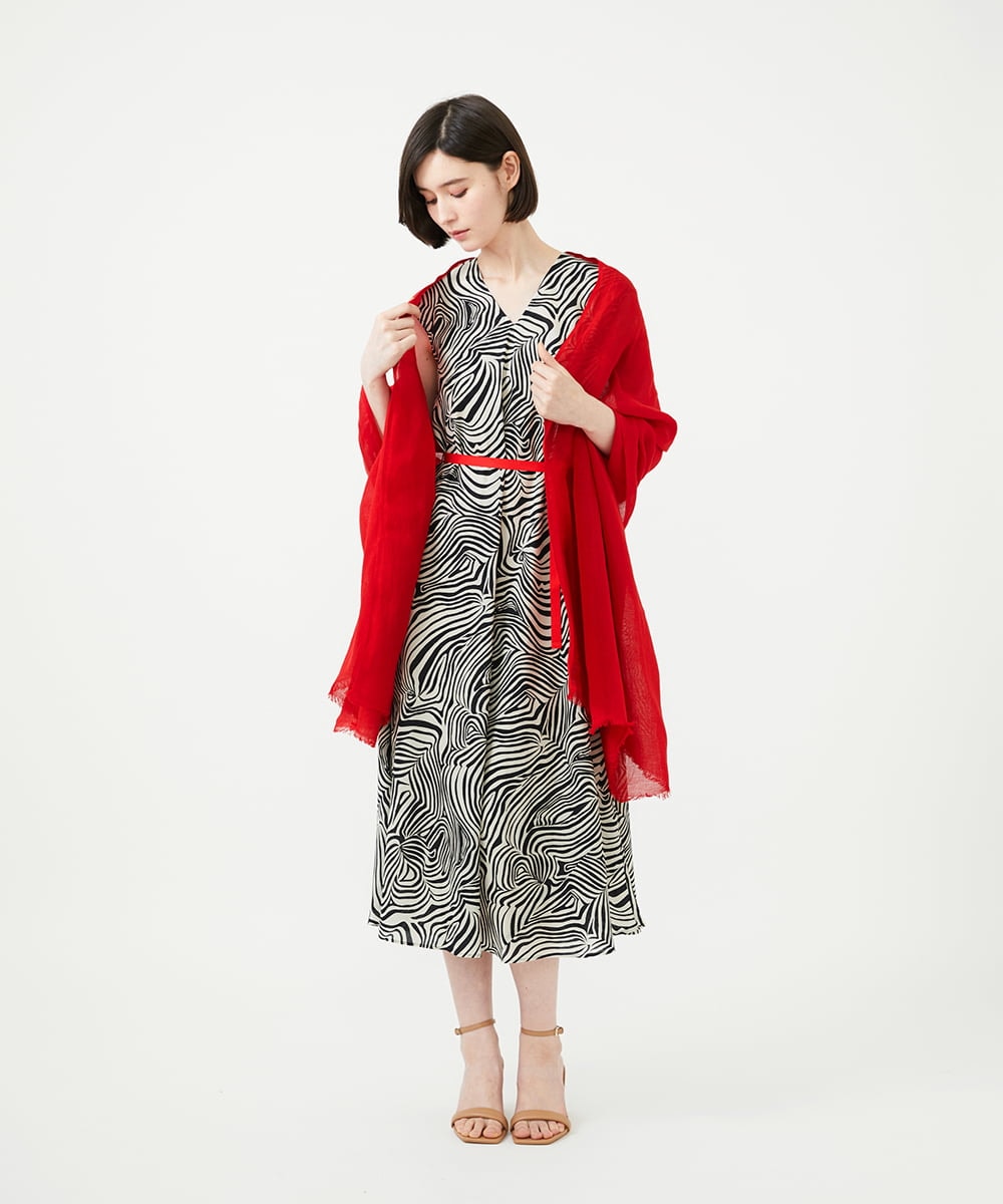 GK3GE30150 Sybilla(シビラ) リネン混カラーストール レッド