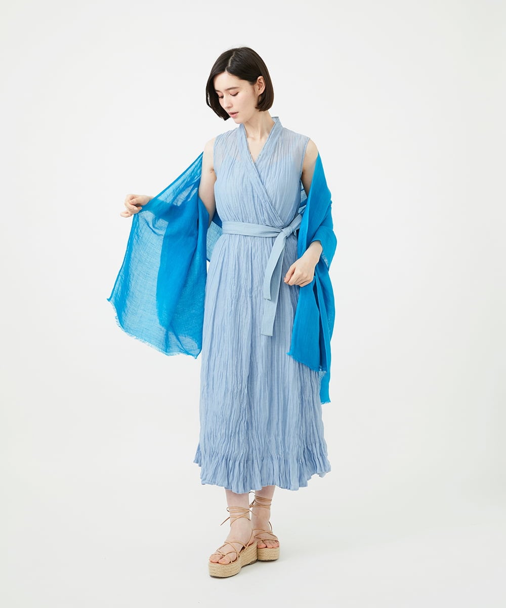 GK3GE30150 Sybilla(シビラ) リネン混カラーストール ブルー