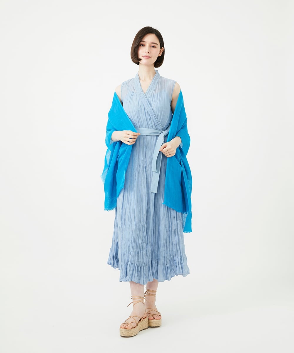 GK3GE30150 Sybilla(シビラ) リネン混カラーストール ブルー