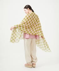 GK3GF01150 Sybilla(シビラ) チェッカー柄リネンストール ピンク系