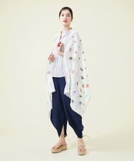 GK3GT02150 Sybilla(シビラ) 刺繍入りリネンストール ホワイト