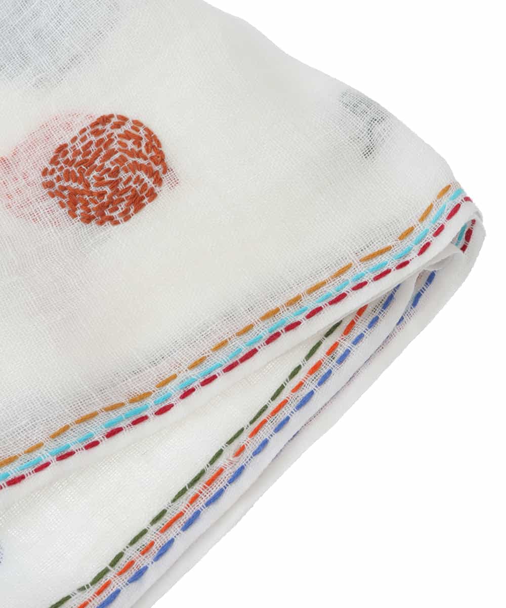 GK3GT02150 Sybilla(シビラ) 刺繍入りリネンストール ホワイト