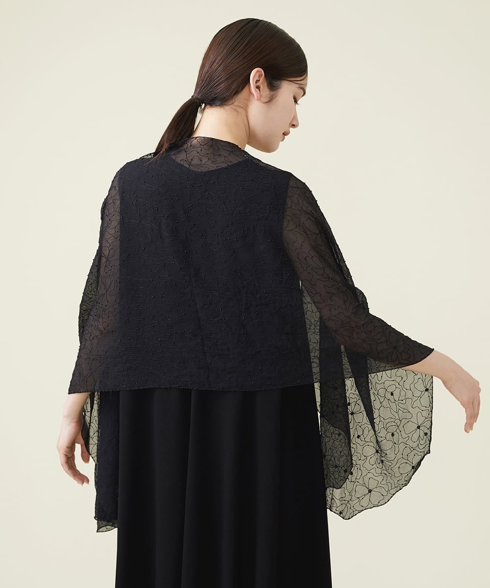 GK3JS01270 Sybilla フラワーモチーフ刺繍シルクストール