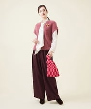 GK5AV01110 Sybilla(シビラ) ブロックチェックニットバッグ レッド